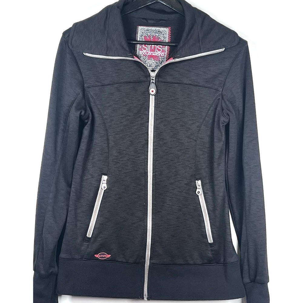 Sims‎ Snowboarding Womens M Black Full Zip Fleece Lined Mid Layer Jacket